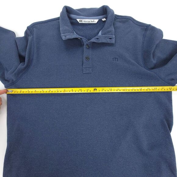 TRAVIS MATHEW Henley Pullover Rib Fleece Golf Sweatshirt Navy Large Quiet Luxury - Picture 5 of 9